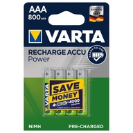 Batéria VARTA 800mAh AAA, 4 ks. Pripravené na použitie Batéria VARTA 800mAh AAA, 4 ks. Pripravené na použitie