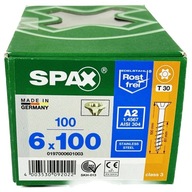 Skrutky NEREZ 6x100mm, Skrutky do dreva 100ks, Nerez A2 SPAX Skrutky NEREZ 6x100mm, Skrutky do dreva 100ks, Nerez A2 SPAX