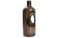 Hnedá váza, fľaša 26cm, zdobená keramikou