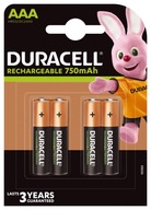 4x Duracell Recharge R03 AAA 750 mAh batérie