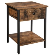 Malý, drevený, kovový, KÁVOVÝ, loftový nočný stolík