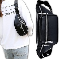 Veľká kožená kabelka cez pás, dámska kabelka, zips, priehradka, opasok, čierna Veľká kožená kabelka cez pás, dámska kabelka, zips, priehradka, opasok, čierna