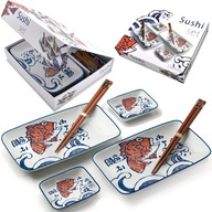Súprava sushi keramiky Svetlá súprava keramiky SAKANA pre 2 osoby Súprava sushi keramiky Svetlá súprava keramiky SAKANA pre 2 osoby