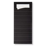 Papierové puzdro na príbor s obrúskom, čierne, 100 ks