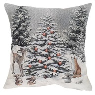 Vianočná obliečka na vankúš 45x45 cm lesné zvieratká ZIMA Vianočná obliečka na vankúš 45x45 cm lesné zvieratká ZIMA