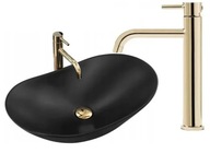 Black Mat Royal umývadlo na dosku + batéria Gold Black Mat Royal umývadlo na dosku + batéria Gold