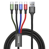 Baseus kábel 4v1 Lightning / 2x USB Type C / micro USB opletený 3,5A 1,2m