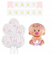 Baby sprchová súprava balónov dekorácia dievčenská ružová Baby sprchová súprava balónov dekorácia dievčenská ružová