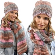 Teplá čiapka, veľký, módny šál, elegantný dámsky set, poľská kvalita Teplá čiapka, veľký, módny šál, elegantný dámsky set, poľská kvalita