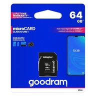 Pamäťová karta Goodram 64 GB micro SD XC UHS-I triedy 10, adaptér SD