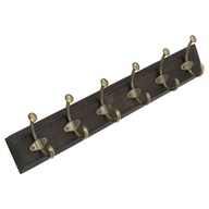 DREVENÝ VEŠIAK HNEDÝ WENGE ZLATÝ 70cm 6 HÁKOV DREVENÝ VEŠIAK HNEDÝ WENGE ZLATÝ 70cm 6 HÁKOV