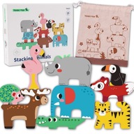 TOOKY TOY Drevené kocky Puzzle so zvieratkami TOOKY TOY Drevené kocky Puzzle so zvieratkami