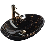 REA PAMELA BLACK MARBLE LESKLÝ Umývadlo na dosku imitácia mramoru REA PAMELA BLACK MARBLE LESKLÝ Umývadlo na dosku imitácia mramoru