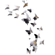 BOTTERFLY 3D NÁLEPKA NA STENU STRIEBORNÉ ZRKADLO 36KS BOTTERFLY 3D NÁLEPKA NA STENU STRIEBORNÉ ZRKADLO 36KS
