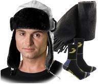 Zimná čiapka PILOTKA EXTREME ushanka + teplý šál 160 + BEZPEČNOSTNÉ ponožky Zimná čiapka PILOTKA EXTREME ushanka + teplý šál 160 + BEZPEČNOSTNÉ ponožky
