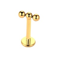 Náušnica - titán, zlatý labret s loptičkami Lobe Helix Tragus TITANIUM 1,2/10 Náušnica - titán, zlatý labret s loptičkami Lobe Helix Tragus TITANIUM 1,2/10