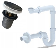 NÁSTENNÝ SIPHON + ČIERNA ZÁSTRČKA CLICK-CLACK, prepad NÁSTENNÝ SIPHON + ČIERNA ZÁSTRČKA CLICK-CLACK, prepad