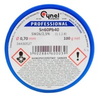 Spájkovací cín s tavidlom Sn60Pb40-SW26/2,5% Ø 0,70 100 g Spájkovací cín s tavidlom Sn60Pb40-SW26/2,5% Ø 0,70 100 g