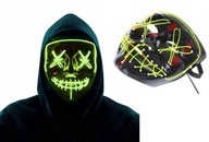 Halloweensky kostým so žiarivou LED maskou PURGE
