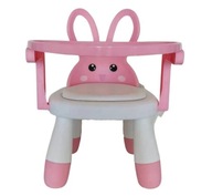Ružová stolová stolička na kŕmenie a hranie
