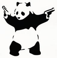 Čierna nálepka PANDA WITH GUNS v štýle Artoon Čierna nálepka PANDA WITH GUNS v štýle Artoon