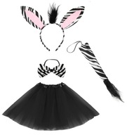 SÚPRAVA ZOBRAZENIA ZEBRA, PLYŠOVÁ ČELENKA S UŠAMI, CHVOSTOM, MOTÝLIK, SÚKŇA TUTU SÚPRAVA ZOBRAZENIA ZEBRA, PLYŠOVÁ ČELENKA S UŠAMI, CHVOSTOM, MOTÝLIK, SÚKŇA TUTU