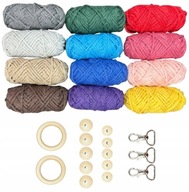 Súprava macrame, 240 m bavlnená šnúrka + korálky a krúžky Súprava macrame, 240 m bavlnená šnúrka + korálky a krúžky