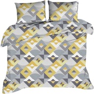 BAVLNENÉ obliečky 140x200 + obliečka na vankúš 70x80 Žltá šedá Geometrická BAVLNA