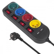Maclean Power strip s vypínačmi, 4 zásuvkami Maclean Power strip s vypínačmi, 4 zásuvkami