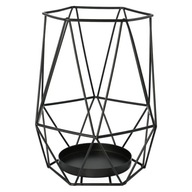 Očarujúci čierny kovový podkrovný svietnik, drôtený geometrický lampáš Očarujúci čierny kovový podkrovný svietnik, drôtený geometrický lampáš