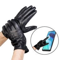 Čierne kožené rukavice s manžetou Rovicky