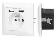 Zapustená elektrická zásuvka 1x 230V 2xUSB Zapustená elektrická zásuvka 1x 230V 2xUSB
