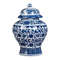 Chrámová váza z modrého a bieleho porcelánu