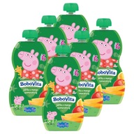 BoboVita Peppa Pig Jablková pena s mangom a pomarančom po 6 mesiacoch SET 6x100g BoboVita Peppa Pig Jablková pena s mangom a pomarančom po 6 mesiacoch SET 6x100g