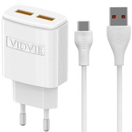 SIEŤOVÁ NABÍJAČKA 2,4A 2x USB VIDVIE + USB / KÁBEL TYPU C SIEŤOVÁ NABÍJAČKA 2,4A 2x USB VIDVIE + USB / KÁBEL TYPU C