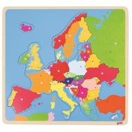 GOKI Drevené puzzle pre deti, náučná mapa Európy