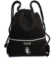 Čierna taška na batoh s mačkou na deň tínedžerov