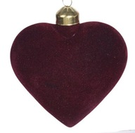 Dekoratívna čačka Srdce zamatové dekoračné sklo, bordová farba, 8 cm