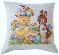 Veľkonočný zajačik kačica gobelínová obliečka na vankúš 45x45 cm Veľkonočný zajačik kačica gobelínová obliečka na vankúš 45x45 cm