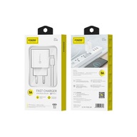 Foneng Fast Charger Cube 18W 3A 1 x USB + USB - USB C kábel Foneng Fast Charger Cube 18W 3A 1 x USB + USB - USB C kábel
