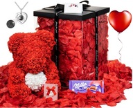MEDVEĎ ČERVENÁ RUŽA + Okvetné lístky + BALÓN! VALENTÍN MEDVEĎ ČERVENÁ RUŽA + Okvetné lístky + BALÓN! VALENTÍN