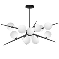 ČIERNA STROPNÁ ZÁVISNÁ LAMPA, SKLENENÉ GULIČKY, 12 G9 ČIERNA STROPNÁ ZÁVISNÁ LAMPA, SKLENENÉ GULIČKY, 12 G9
