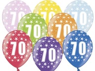30 cm balóny - 70 narodeniny - Metallic Mix - 6 ks