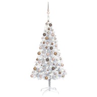 Umelý vianočný stromček s LED a čačky, strieborný, 150 cm