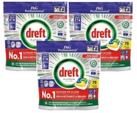 Dreft Platinum LEMON All in One Kapsule do umývačky riadu 225 ks citrón 3x75 Dreft Platinum LEMON All in One Kapsule do umývačky riadu 225 ks citrón 3x75