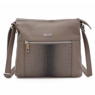 Dámska kožená crossbody kabelka VEZZE s popruhom TAUPE