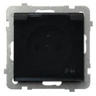Zásuvka SONATA s klapkou IP44 čierna GPH-1RZ/m/33/d