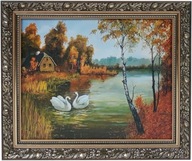 OBRAZ 50x60 NA KRAJINKU ZDOBENÝ ZLATÝ RÁM OBRAZ 50x60 NA KRAJINKU ZDOBENÝ ZLATÝ RÁM