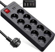 NAPÁJACÍ LIŠŤ PROTI PREPÄTIU 14v1 4000 W! OCHRANNÉ 10 ZÁSUVEK + 4 USB NAPÁJACÍ LIŠŤ PROTI PREPÄTIU 14v1 4000 W! OCHRANNÉ 10 ZÁSUVEK + 4 USB