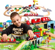 OBROVSKÉ DREVENÉ VLAKOVÉ DRÁHY ANTEK ŽERIAV + PODLOŽKA NA PUZZLE